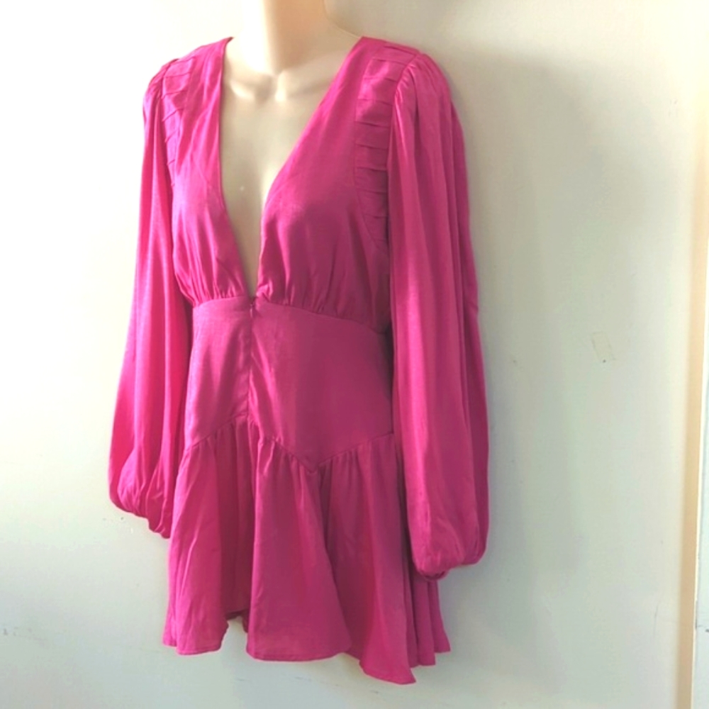 Seven Wonders Roma Long Sleeve Mini Dress Fushia 4